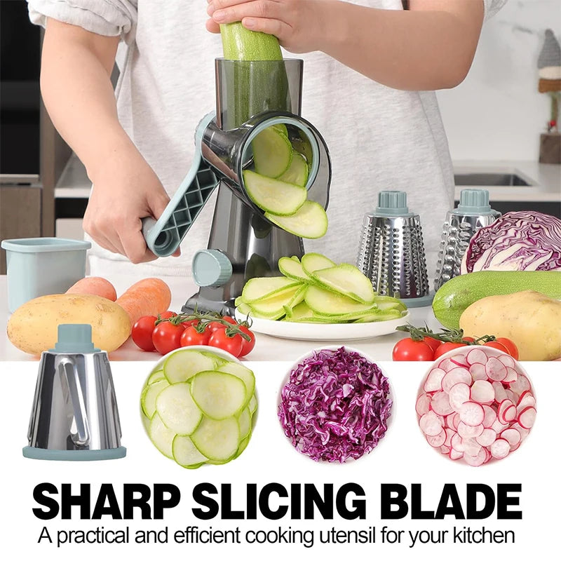 Grattugia 3 in 1  - Affetta Verdure, Noci, Formaggio - Trituratore Manuale