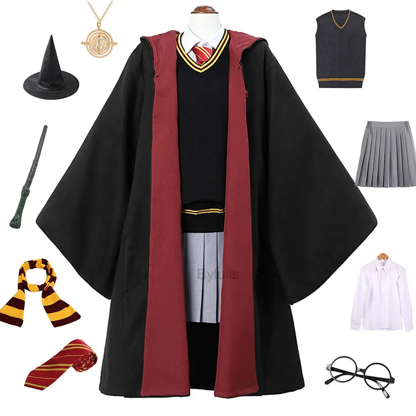 🧙‍♀️ Costume da Mago per Donne e Ragazze - Mantello e Toga Stile Scuola di Magia, Per Halloween e Cosplay!