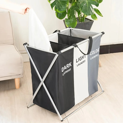  Cestello Lavanderia XXL Pieghevole 3 Scomparti - Organizza Casa & Lavanderia! 