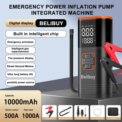 Compressore Portatile 8-in-1 🚀 | Avviamento Auto, Luce SOS, USB | Fino a 130PSI