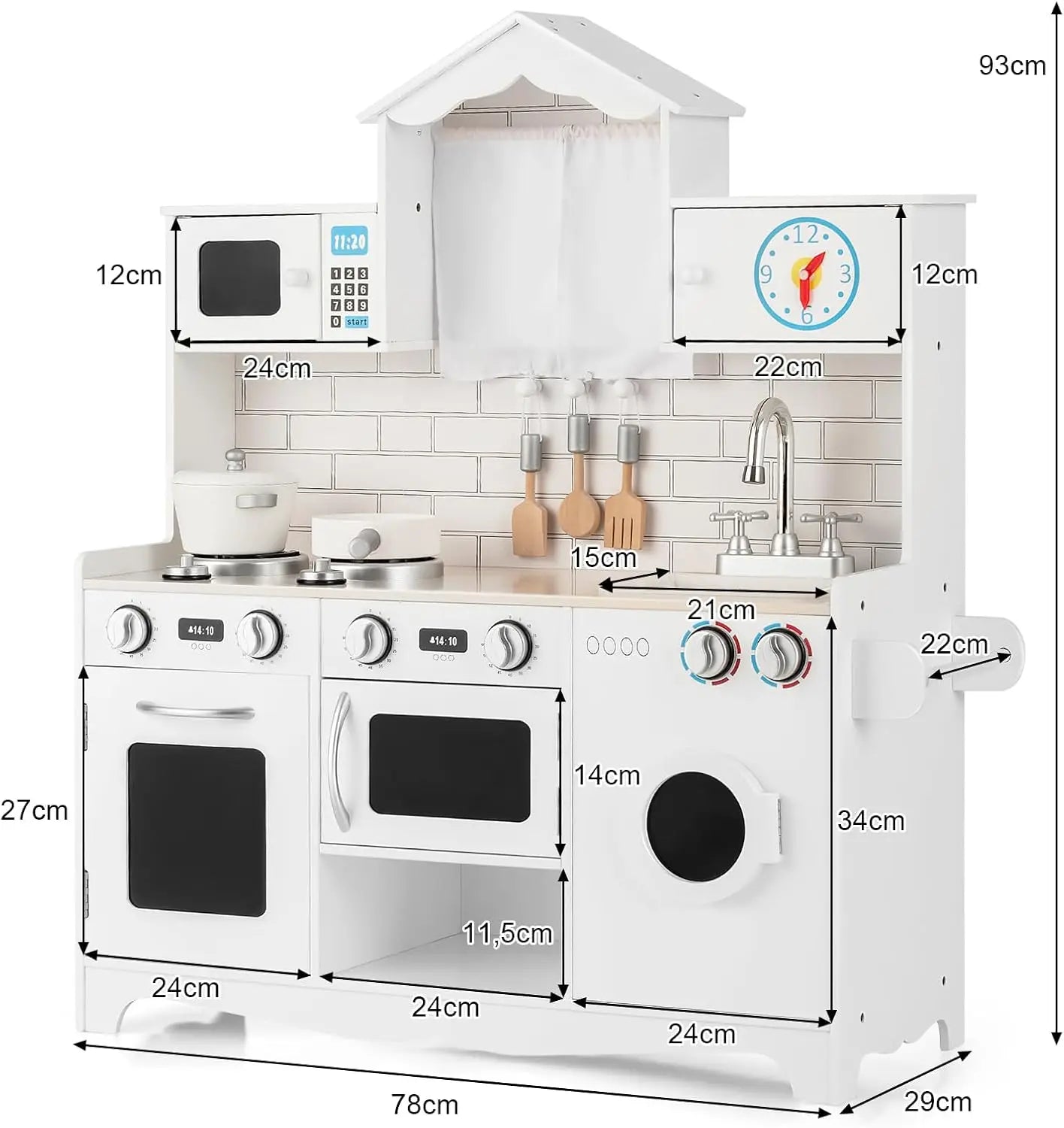 Cucina Giocattolo Bambini in Legno 🍳 | Con Lavatrice e Microonde | Regalo Compleanno