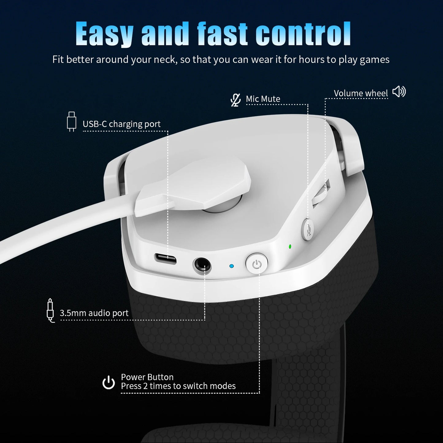 Cuffie Auricolari Gaming Wireless  - Doppia Connessione 2.4G/Bluetooth, 100h Autonomia, Microfono ENC, per PC PS4 PS5
