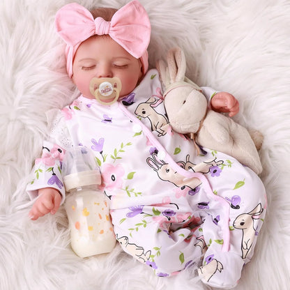 Bambola Reborn Rosalie 45cm Vestito Floreale Addormentata- Perfetta per Collezionisti e Regali Speciali