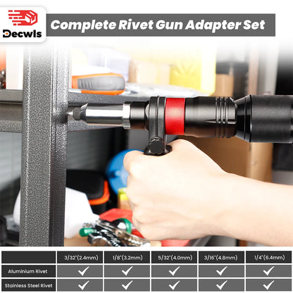 🔧 Rivettatrice Elettrica Senza Fili 6 in 1 - Adattatore per Trapano con 5 Misure (2.4-6.4mm)
