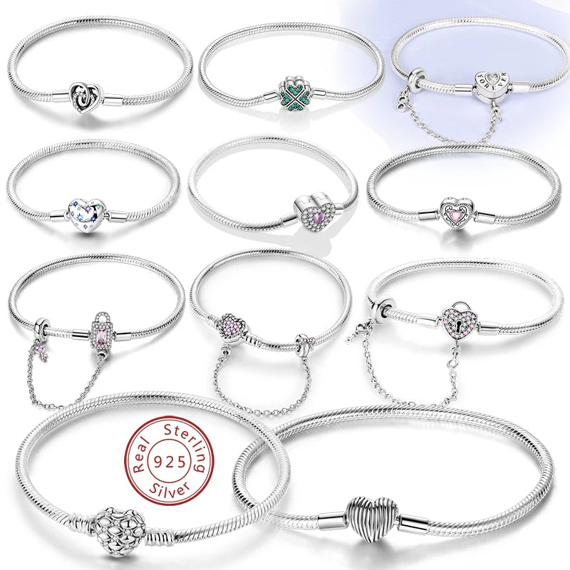 Bracciale in Argento 925 - Cuori con Zirconi, Regalo Perfetto per Donne, Gioiello Elegante e Personale