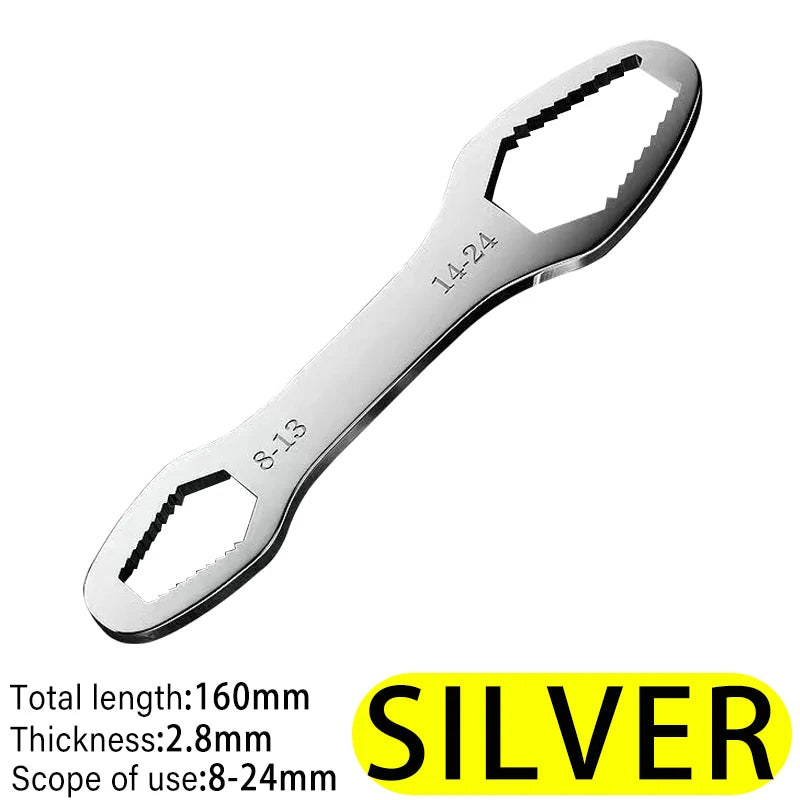 Chiave Torx Universale Autoregolante 8-24mm Doppia Testa, Acciaio Carbonio Chiave Regolabile per Fabbrica, Officina, Fai-da-te