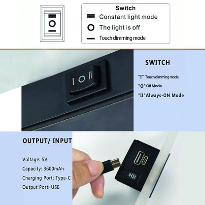 Lampada da Parete a LED con USB | Sensore Movimento Touch | Luci Notturne Acrilico | per Camera da Letto, Soggiorno
