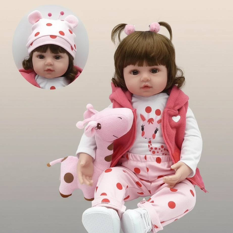 Bambola Reborn Corpo Morbidissimo Con Peluche Giraffa