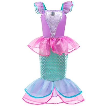 Abito Principessa per Bambine - Costume Elsa, Anna, Jasmine, Rapunzel per Feste e Carnevale