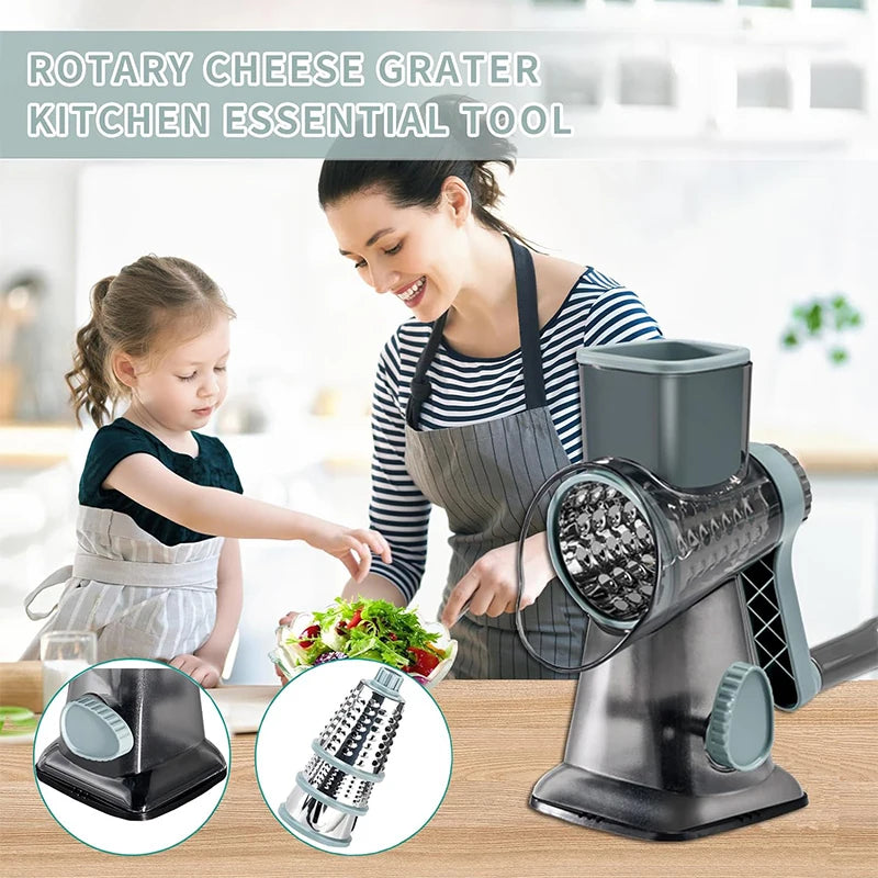 Grattugia 3 in 1  - Affetta Verdure, Noci, Formaggio - Trituratore Manuale