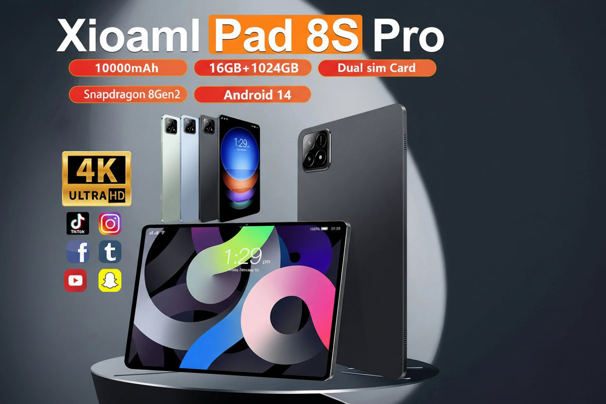 Tablet MI Pad 8S Pro 2026 11" Snapdragon 8 Gen 2 Android 14 16GB+1TB 10000mAh 5G Dual SIM WiFi 4K HD Gaming PC 🚀