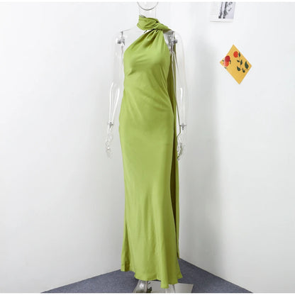 ABITO LUNGO ELEGANTE DONNA – Stile Senza Spalle con Schiena Nuda, Perfetto per l’Estate 2025!