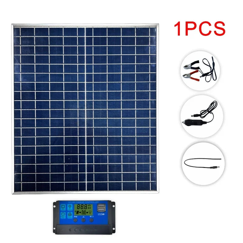 Pannello Solare 50W/100W 12V - IP65 Impermeabile con Controller 100A e USB