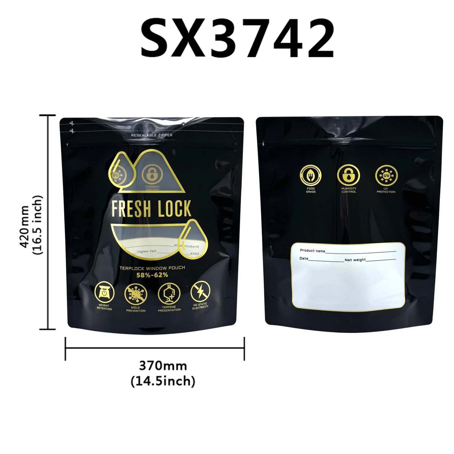 Sacchetti Terp-Control Mylar | Sigillabili a Caldo | 1/8Oz - 2Lb | 58-62% RH