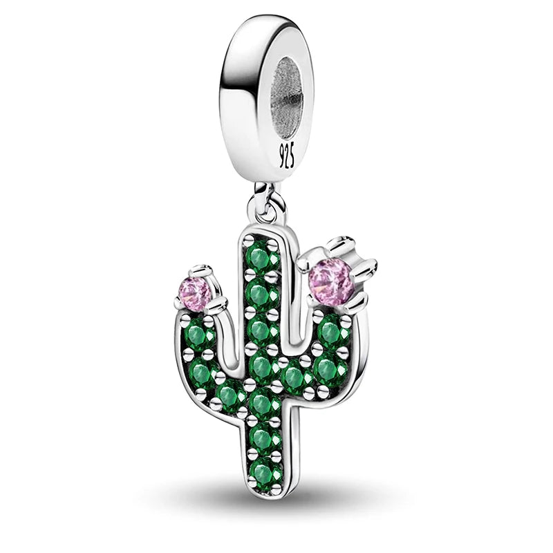 Perline Bracciale Argento 925 Sterling - Collezione Fiori Girasole e Rosa con Zirconi