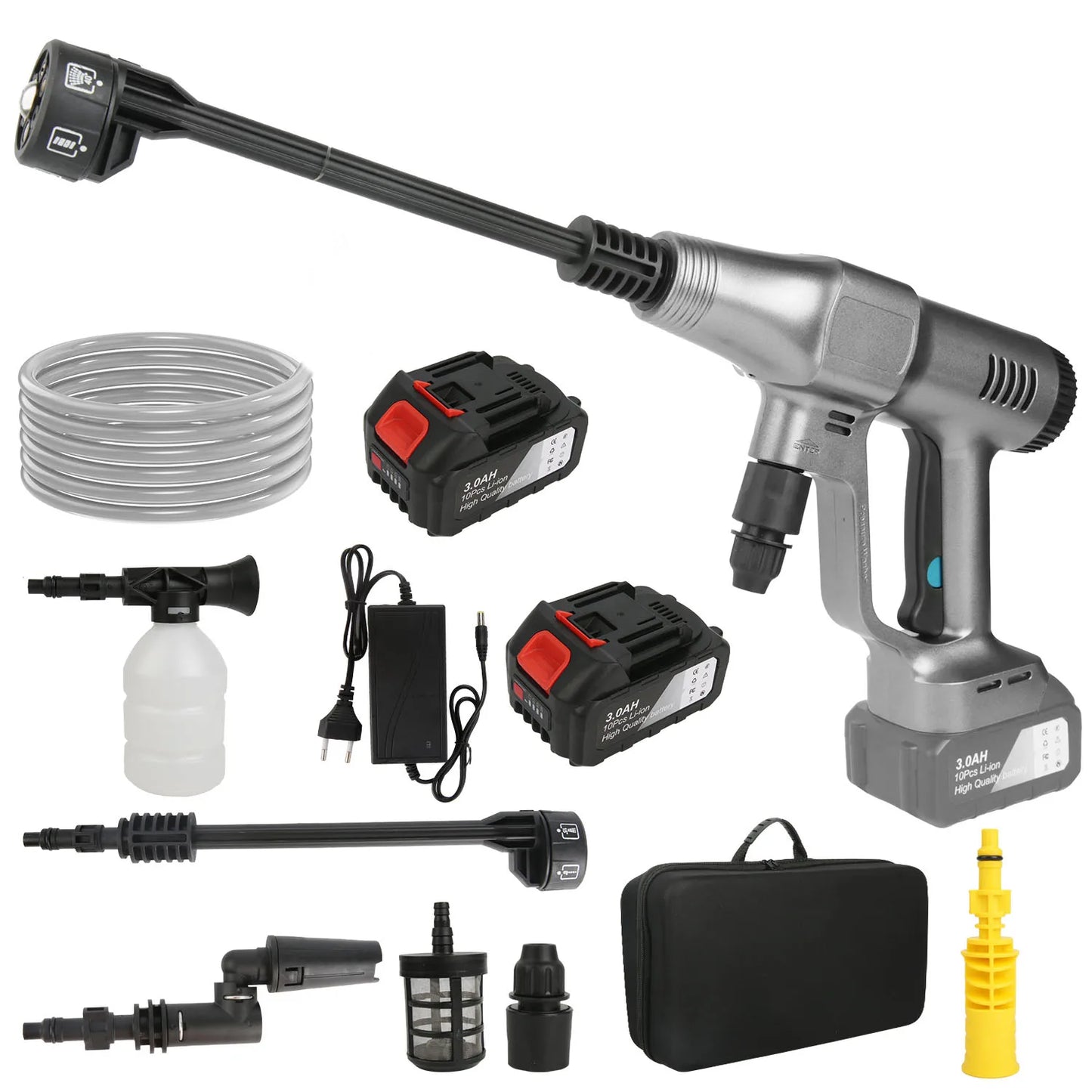 Idropulitrice 200 Bar Senza Spazzole  6 in 1 per Auto, Giardino  Batteria Makita 21V  Pistola Ad Alta Pressione Portatile