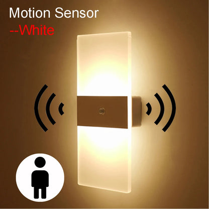 Lampada da Parete a LED con USB | Sensore Movimento Touch | Luci Notturne Acrilico | per Camera da Letto, Soggiorno