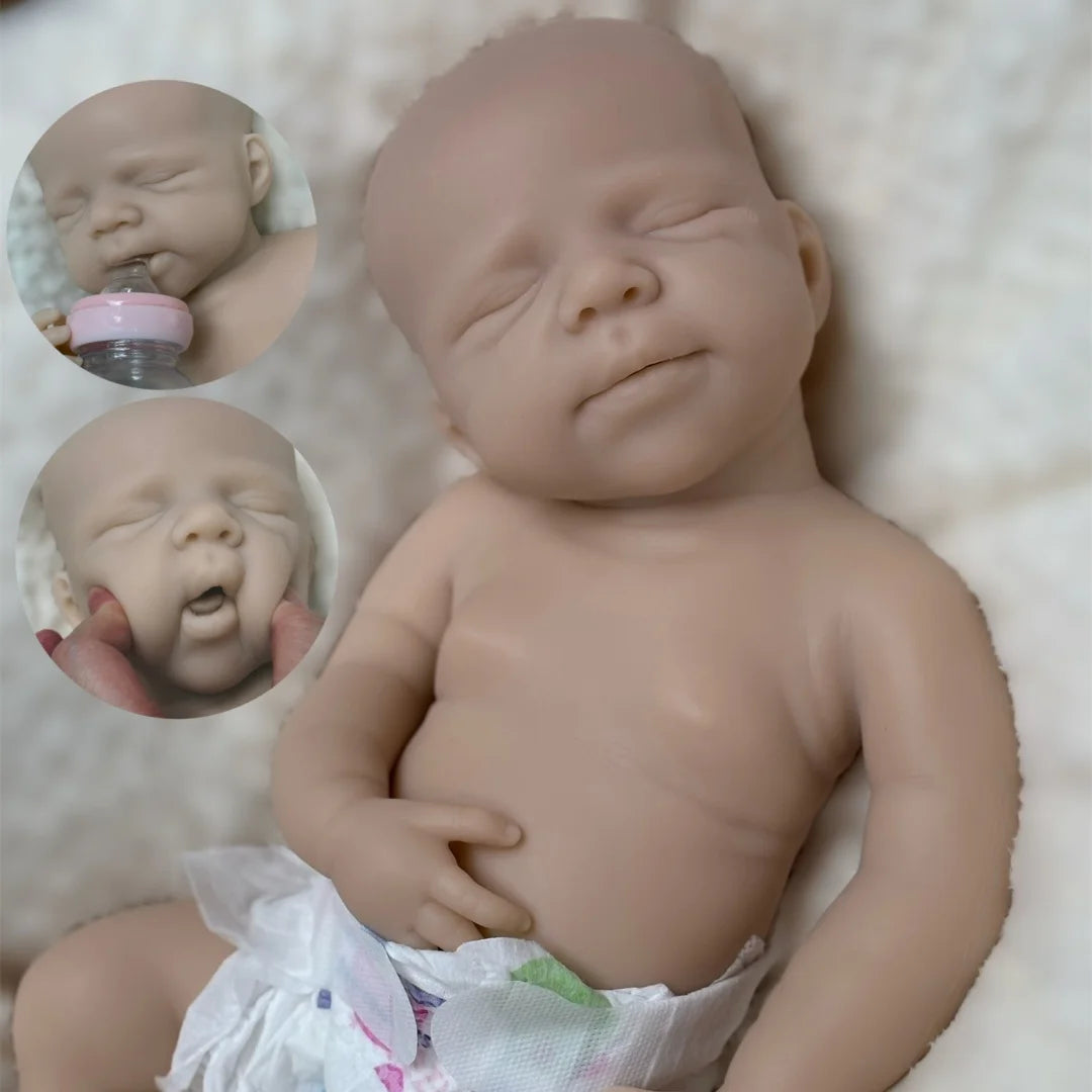 Bambola Reborn 45cm Bocca Aperta, Silicone Lavabile | Pelle 3D Ultra Realistica
