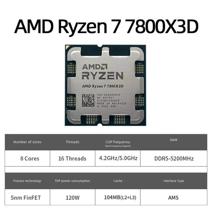 🔥 AMD Ryzen 7 7800X3D - Processore Gaming 8-Core, 5.0GHz, 96MB Cache, Socket AM5, Senza Ventola