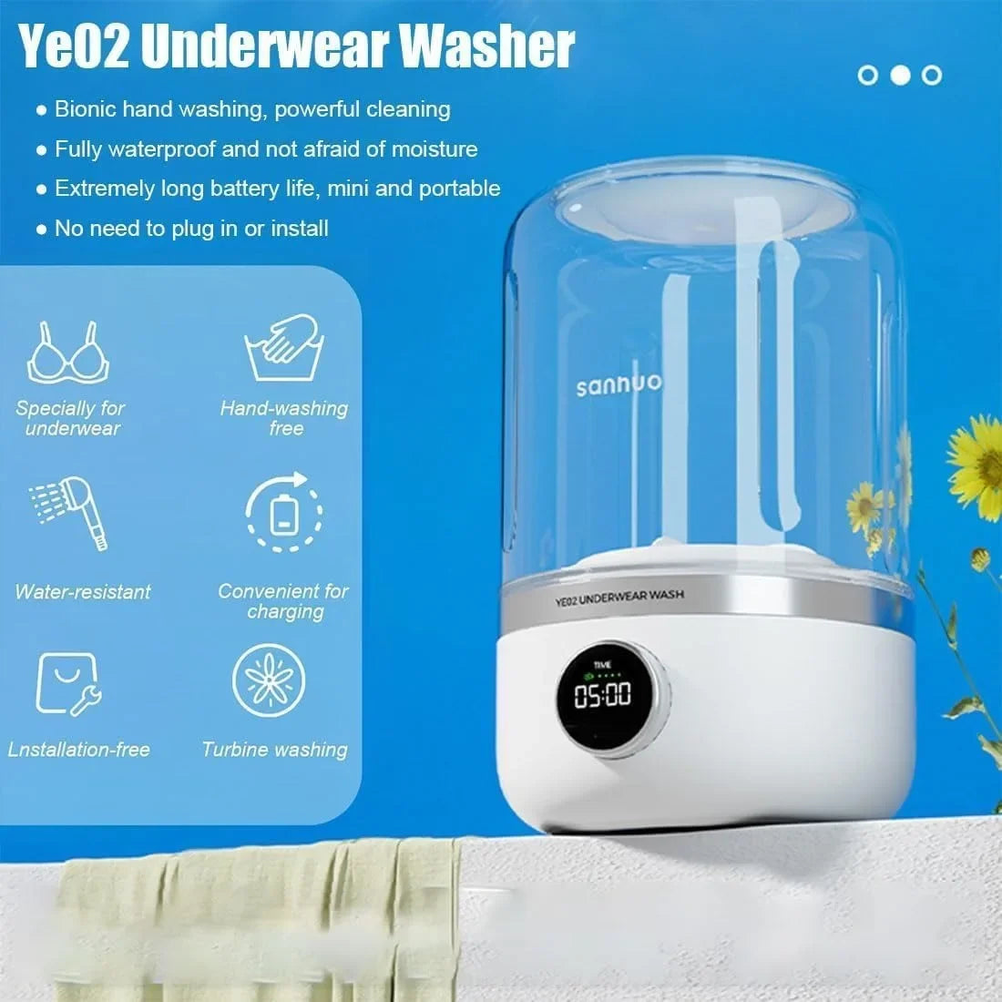 Mini Lavatrice Wireless 1L - Per Intima/Calzini - Disidratabile