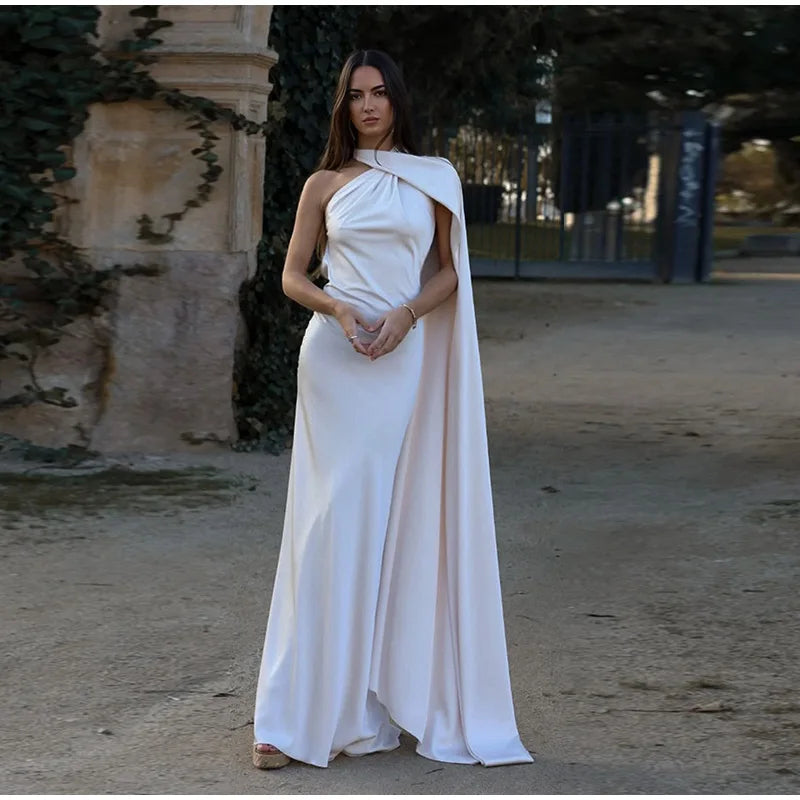 ABITO LUNGO ELEGANTE DONNA – Stile Senza Spalle con Schiena Nuda, Perfetto per l’Estate 2025!