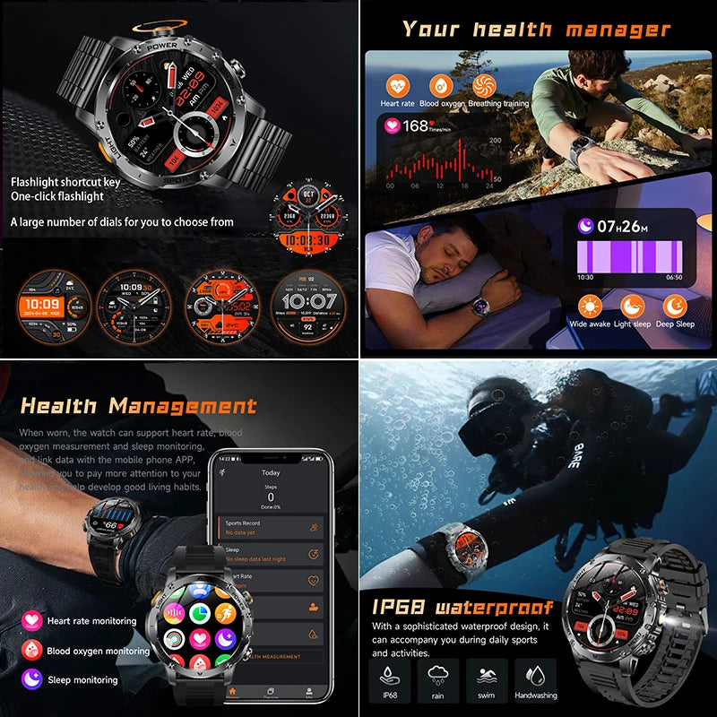 Smartwatch Militare T-Rex 3 Ultra 2026 | Batteria 1000mAh | IP68 GPS | Chiamate Bluetooth Sport