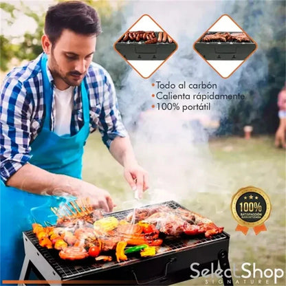 🔥 Grill da Viaggio Portatile in Acciaio Inox – Kit Completo per BBQ Ovunque!