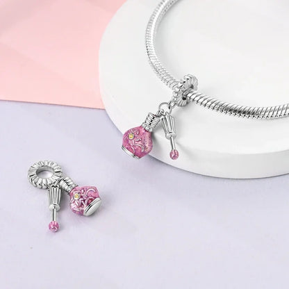 Ciondoli Argento 925 - Fiocco, Bottiglietta Profumo Rosa, Charm Femminili per Bracciali Fai-Da-TeDolci e raffinati, perfetti per creare gioielli unici. Regalo ideale per donne e ragazze!