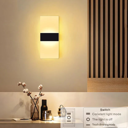 Lampada da Parete a LED con USB | Sensore Movimento Touch | Luci Notturne Acrilico | per Camera da Letto, Soggiorno