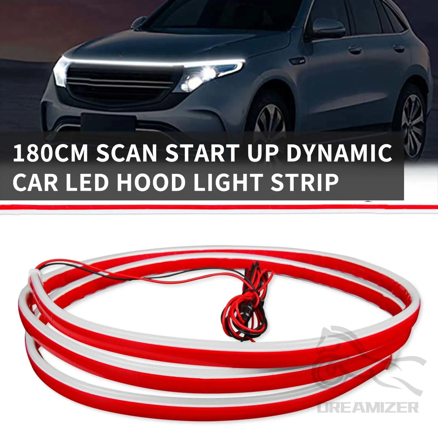 Striscia LED Cofano Auto 180/240cm | Flessibile Impermeabile, Scansione Dinamica, Luci Accensione | Tuning Automotive