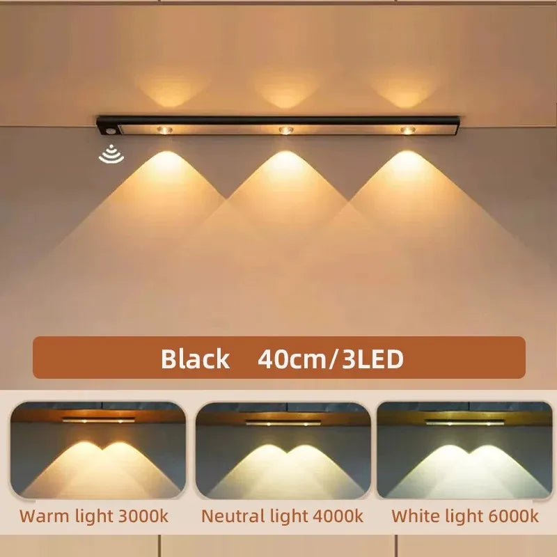 Luci LED Ultra Sottili Sotto Armadio | Sensore Movimento , 3 Colori Dimmerabili | per Cucina, Camera, Guardaroba