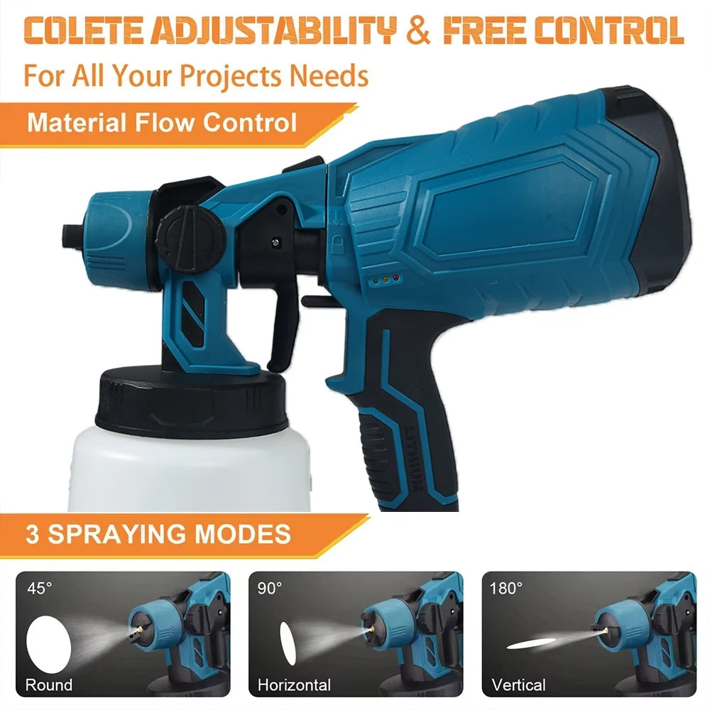Pistola a Spruzzo vernice Senza Fili Serbatoio 1000ml, 38000 RPM Pittura, Fai da te, Casa