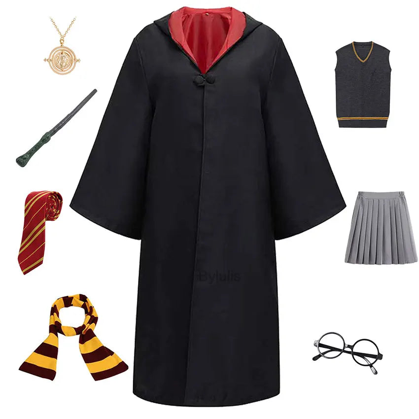 🧙‍♀️ Costume da Mago per Donne e Ragazze - Mantello e Toga Stile Scuola di Magia, Per Halloween e Cosplay!