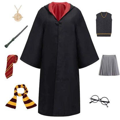 🧙‍♀️ Costume da Mago per Donne e Ragazze - Mantello e Toga Stile Scuola di Magia, Per Halloween e Cosplay!