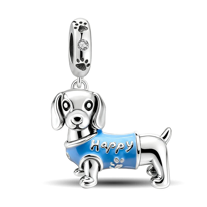 Perline Braccialetto 925 Argento Sterling | Charm Cane, Farfalla, Polpo | Gioielli Fai Da Te