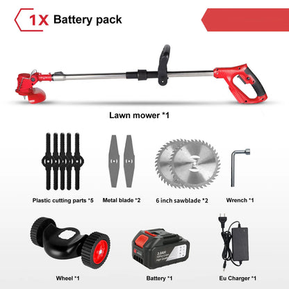 Tagliaerba Elettrico 1500W a Batteria | 12000RPM, 3 Lame Incluse | Decespugliatore per Giardino, Prato, Bordure
