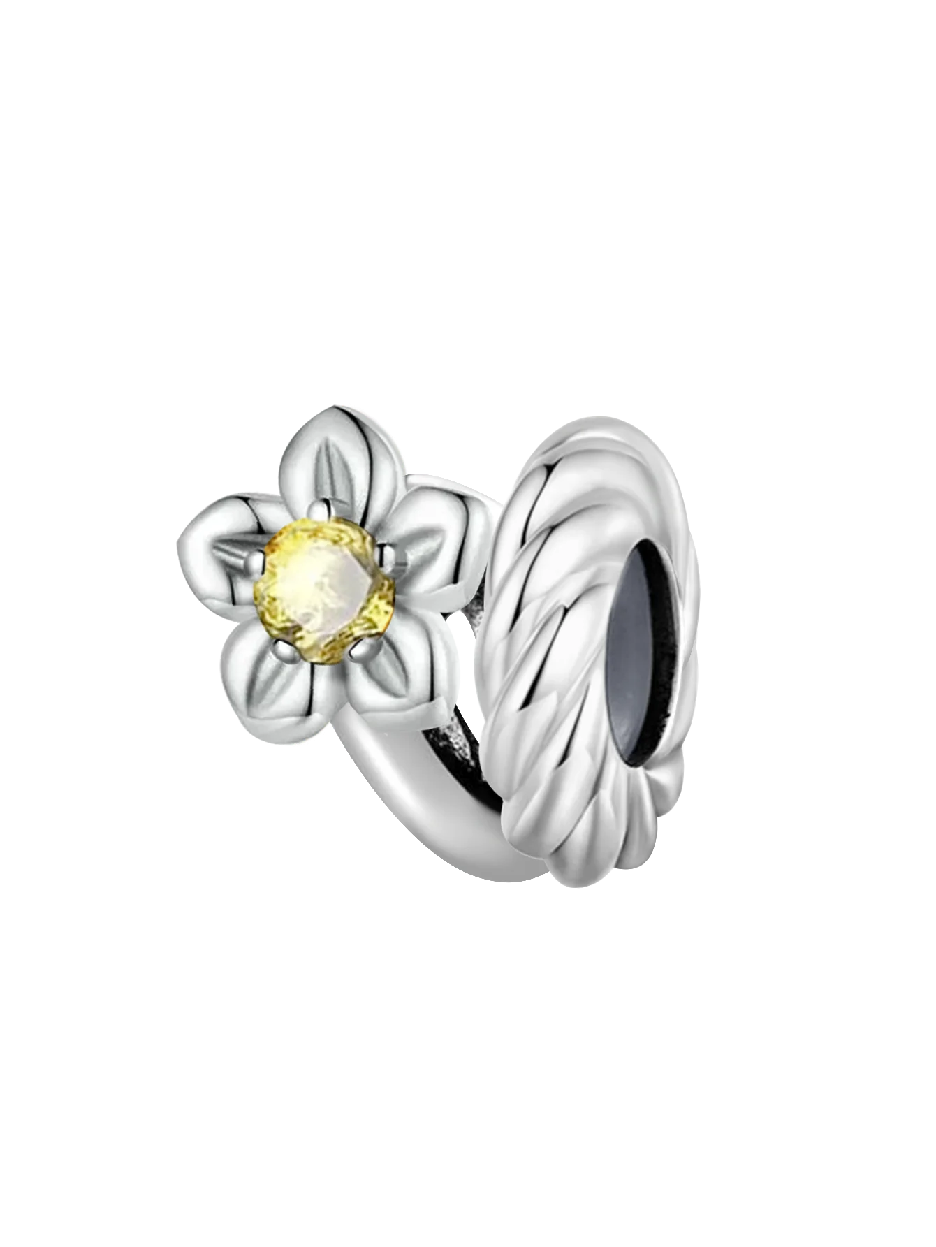 Perline Bracciale Argento 925 Sterling - Collezione Fiori Girasole e Rosa con Zirconi