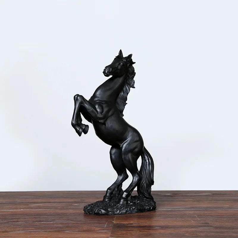 Cavallo Resina Decorativo - Bianco/Nero/Oro - Stile Nordico Moderno