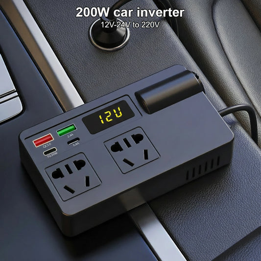 Inverter di Potenza 220W 12V a 220V  per auto,moto,camper,campeggio con USB e prese