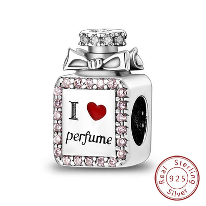 Ciondoli Argento 925 - Fiocco, Bottiglietta Profumo Rosa, Charm Femminili per Bracciali Fai-Da-TeDolci e raffinati, perfetti per creare gioielli unici. Regalo ideale per donne e ragazze!