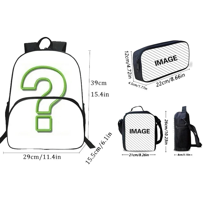 Set Zaino Scolastico 3 Pezzi - Zaino + Portapranzo + Astuccio (5-10 Anni)