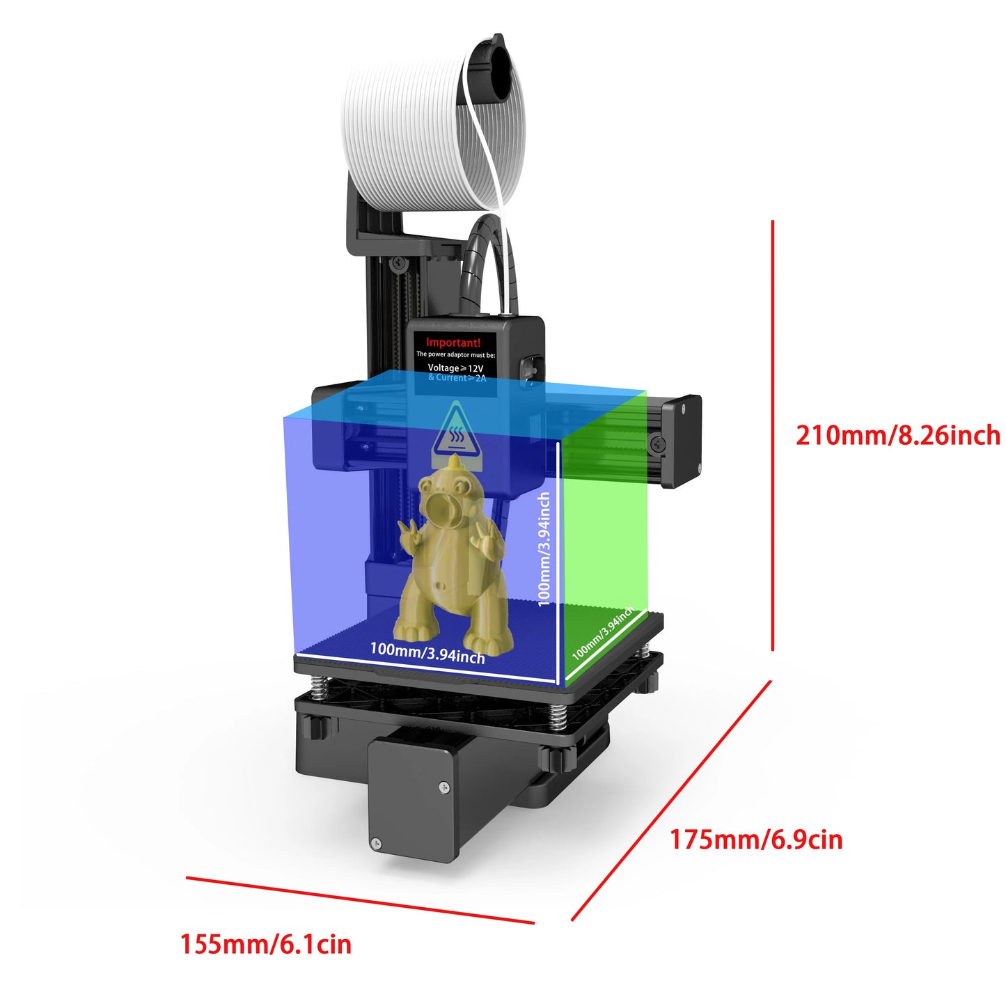 Stampante 3D EasyThreed Base - Con Adattatore, Per PLA e TPU 1.75mm