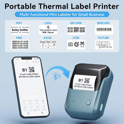 Stampante Termica Portatile Wireless | Batteria 1500mAh, Larghezza Etichette 20-50mm, App Multi-Lingua | Organizzazione Fai-da-Te