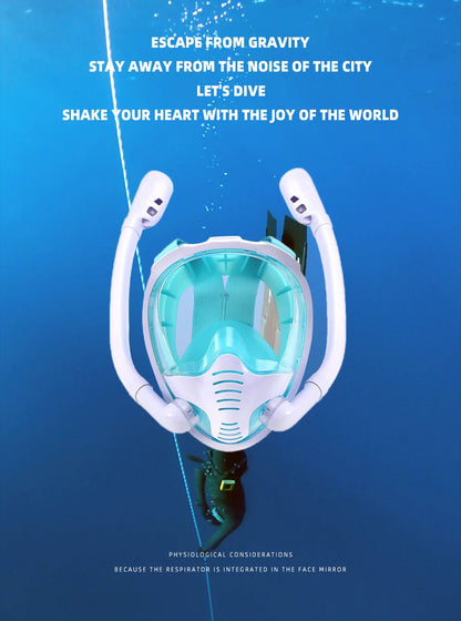Maschera Snorkeling Panoramica 180° - Antiappannamento, Dry Top, 2 Snorkel