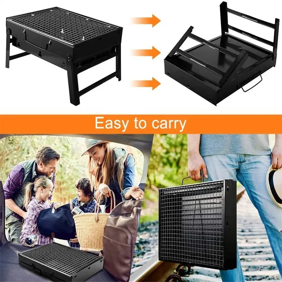 🔥 Grill da Viaggio Portatile in Acciaio Inox – Kit Completo per BBQ Ovunque!