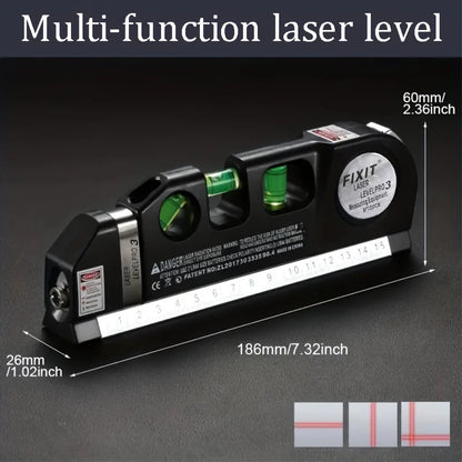 Livello Laser a Linee Crociate | Kit Multiuso con Nastro Metrico 8 Piedi | per Allineamento e Misurazione