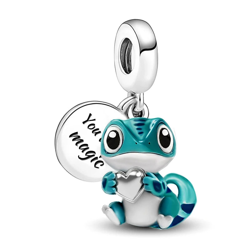 Perline Braccialetto 925 Argento Sterling | Charm Cane, Farfalla, Polpo | Gioielli Fai Da Te