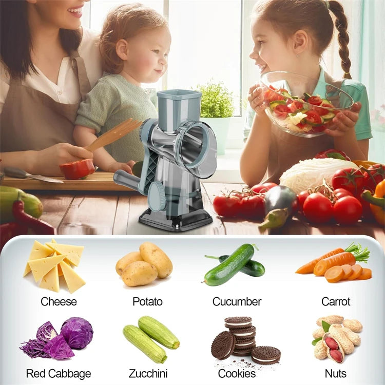 Grattugia 3 in 1  - Affetta Verdure, Noci, Formaggio - Trituratore Manuale