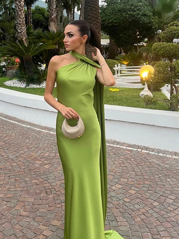 ABITO LUNGO ELEGANTE DONNA – Stile Senza Spalle con Schiena Nuda, Perfetto per l’Estate 2025!