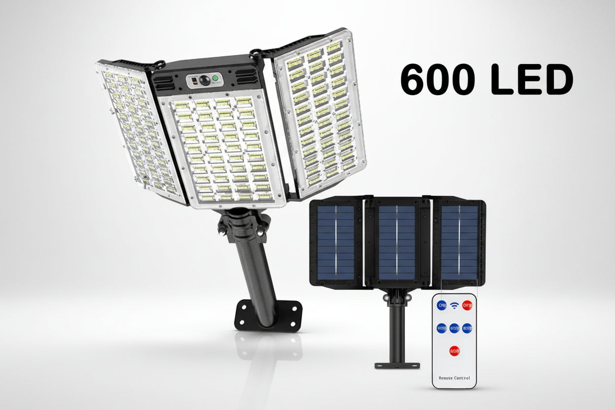 Potente Luce Solare da Esterno 800/600 LED | Sensore di Movimento Radar 10m, Impermeabile IP68 | Lampada da Parete per Giardino, Cortile, Sicurezza
